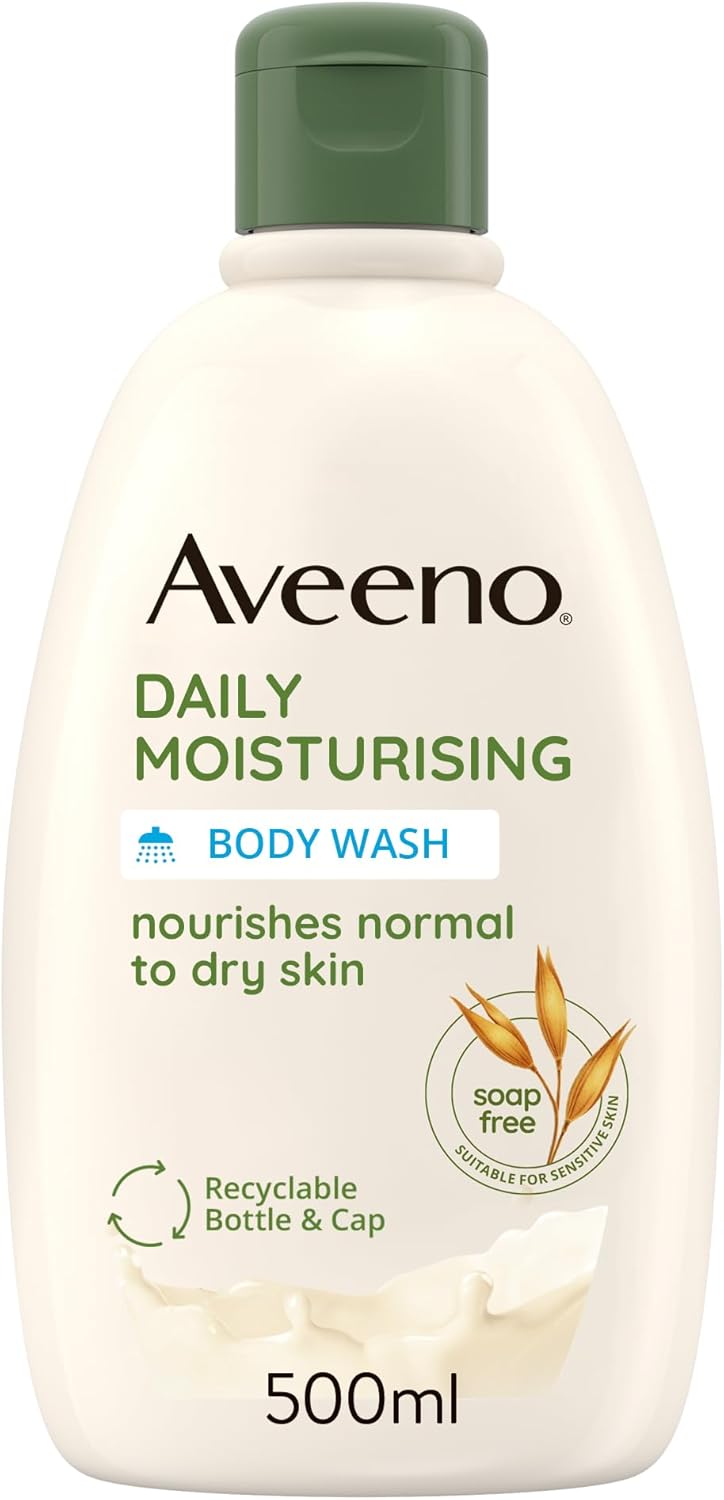 Aveeno Daily Moisturising Body Wash, With Soothing Oat, Suitable For Sensitive Skin, Gently Cleanses and Nourishes, Soap-Free, Lightly Scented, 500ml
