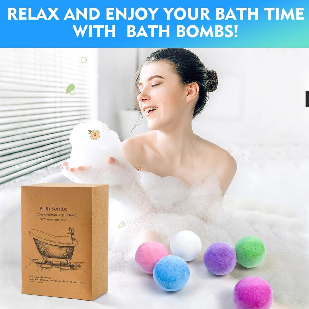SKY-TOUCH Bath Bombs Gift 6 Pack, Bath Bombs Large Organic & Natural Essential Oil Handmade Bath Bombs Gift Set Moisturize Dry Skin Bath Bombs